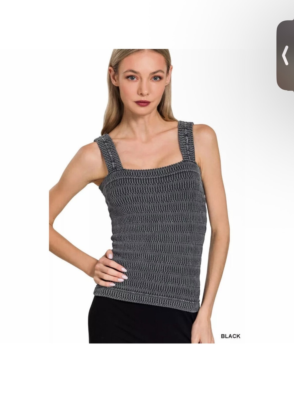 Women’s Zenana Smocked Square-Neck Tank Top - Black S/M